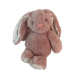 Spark Create Imagine Plush Bunny 14" Pink Satin Ears Soft Rabbit Rattle Easter